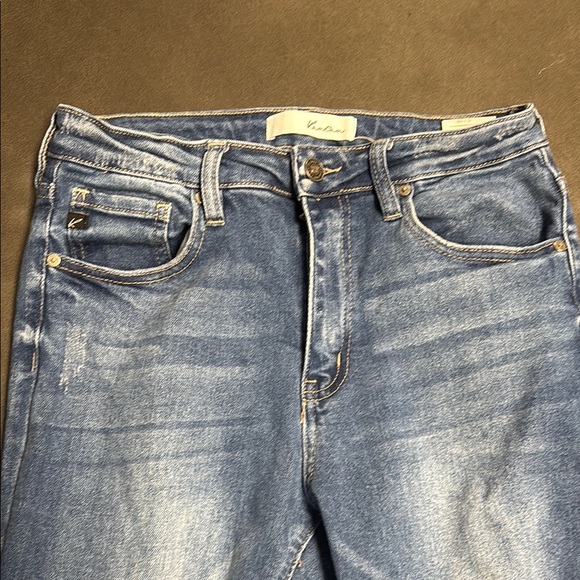 KanCan Flare Blue Frayed Hem Women Jeans - Picture 5 of 9